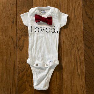 EUC - Loved Bodysuit with Bowtie Purchased from Etsy (0-3 Months)